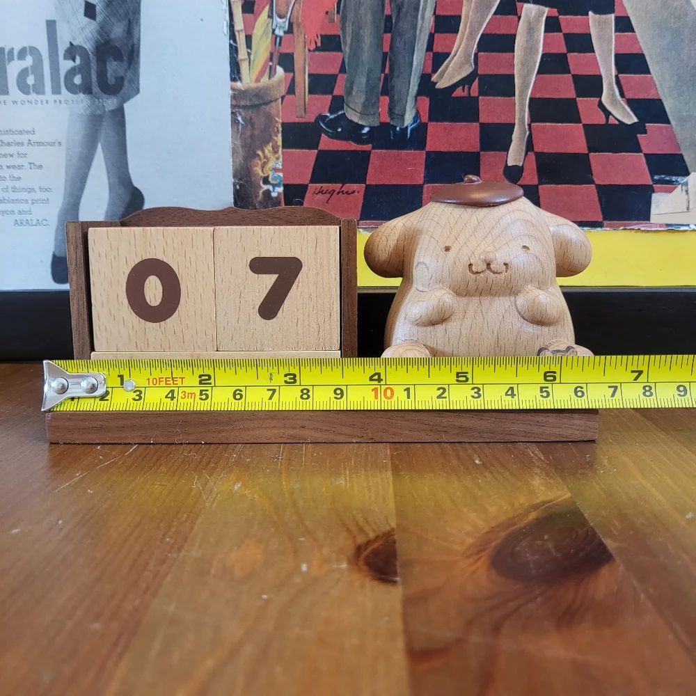 Sanrio Pompompurin & Muffin Wooden Perpetual Calendar, Solid Wood 2020 Decor